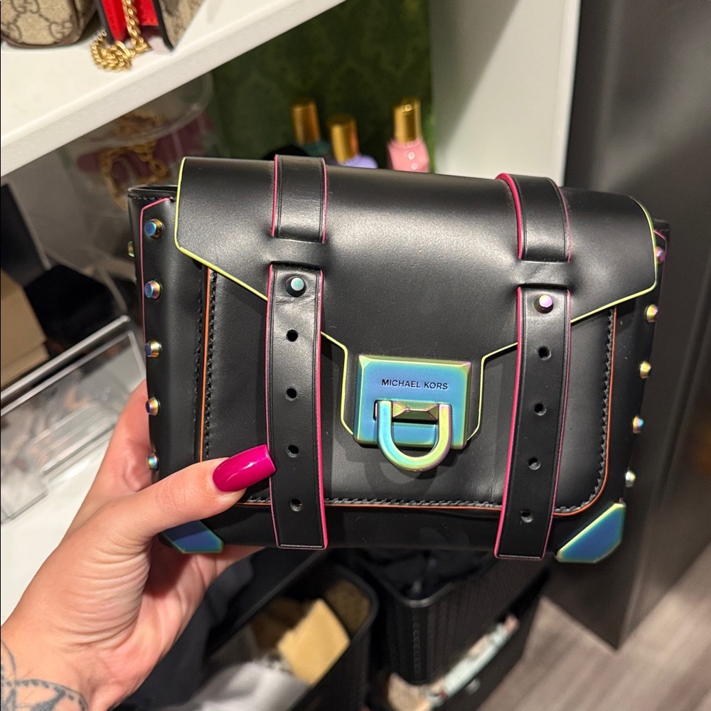 Michael Kors Black Bag with Rainbow Accents